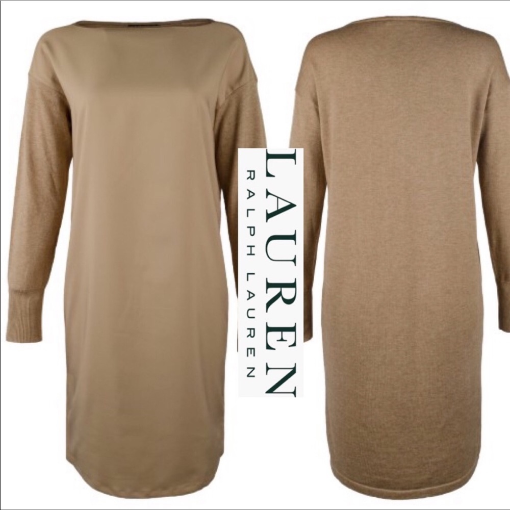 Ralph Lauren Farheen Twill Front Sweater Dress